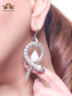 Patinum serpentine & pearl statement earrings
