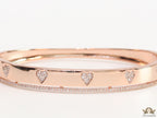 Rose gold bracelet with cz hearts and single line cz