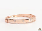 Rose gold bracelet with cz hearts and single line cz
