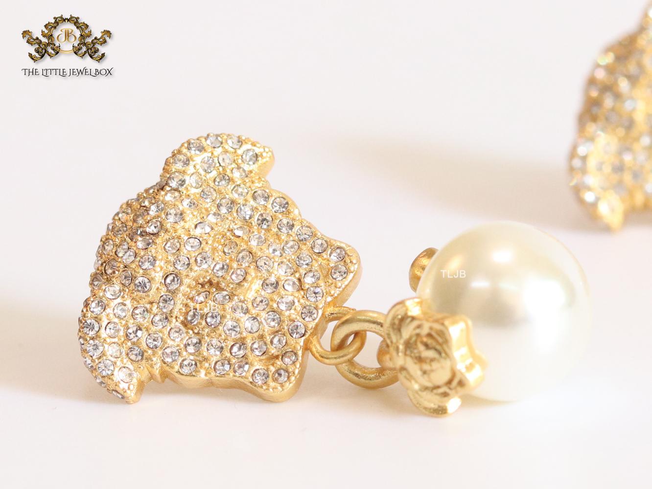 Medusa & off-white pearl earrings with cz