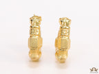Gold plated open twisted screw shape earrings with numeric inscription