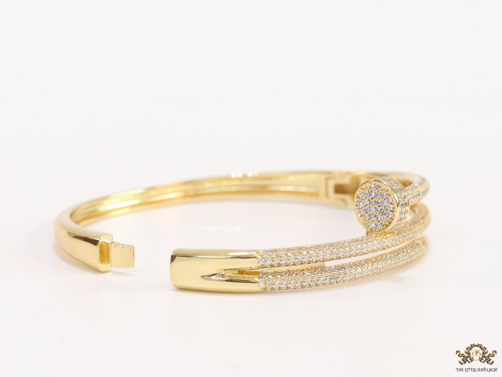 Gold plated layered nail bracelet