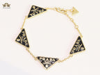 Alphabet P black enamel bracelet