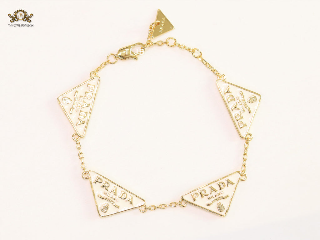 Alphabet P white enamel bracelet