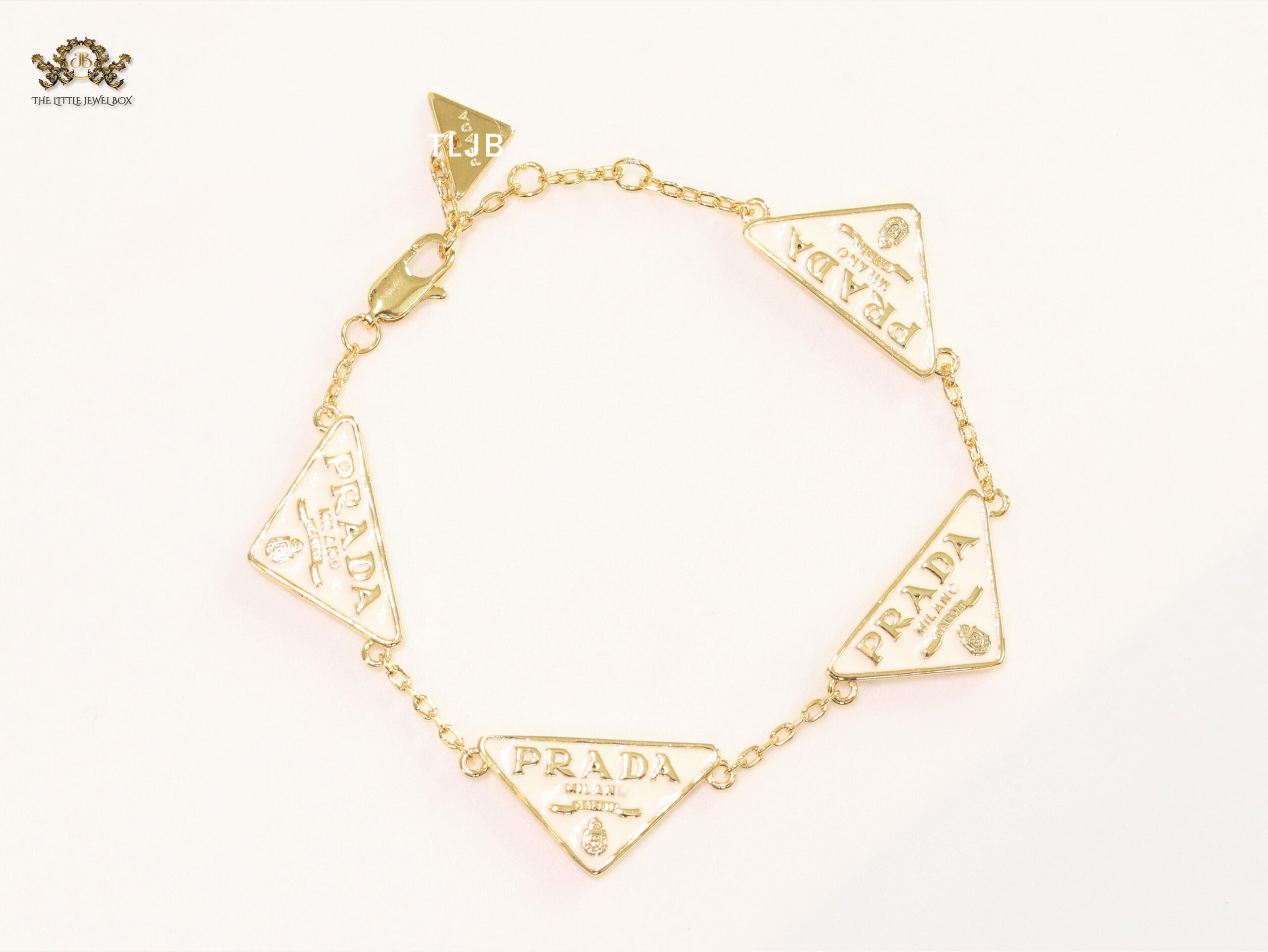 Alphabet P white enamel bracelet