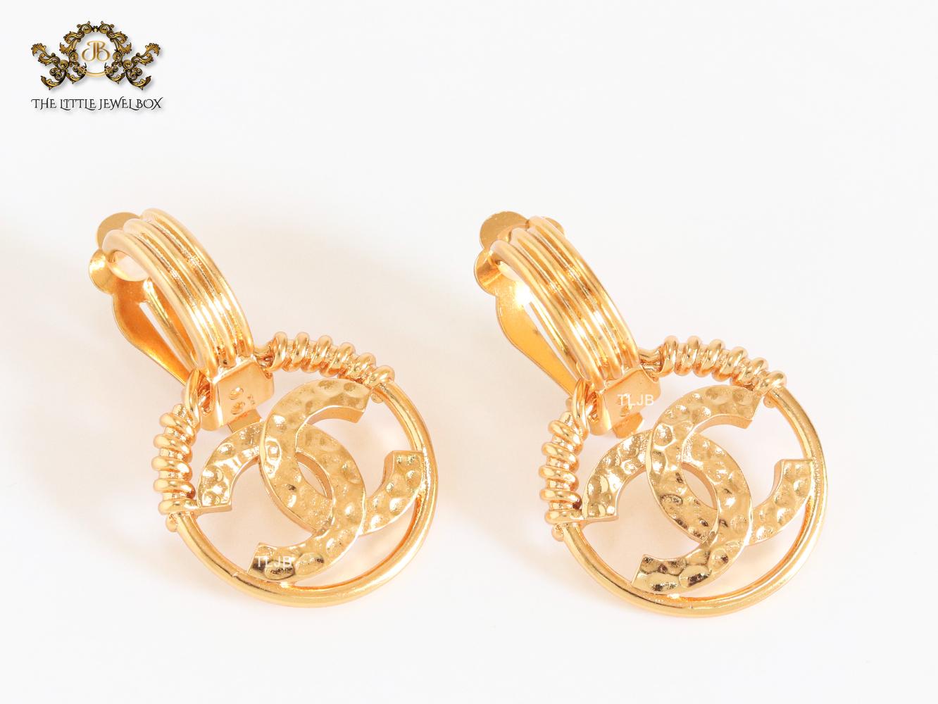 Double C detachable gold earrings
