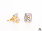 Golden cz baguette studs with cz pointers