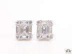 Platinum plated cz baguette studs with cz pointers