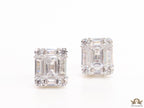 Platinum plated cz baguette studs with cz pointers
