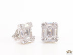 Platinum plated cz baguette studs with cz pointers