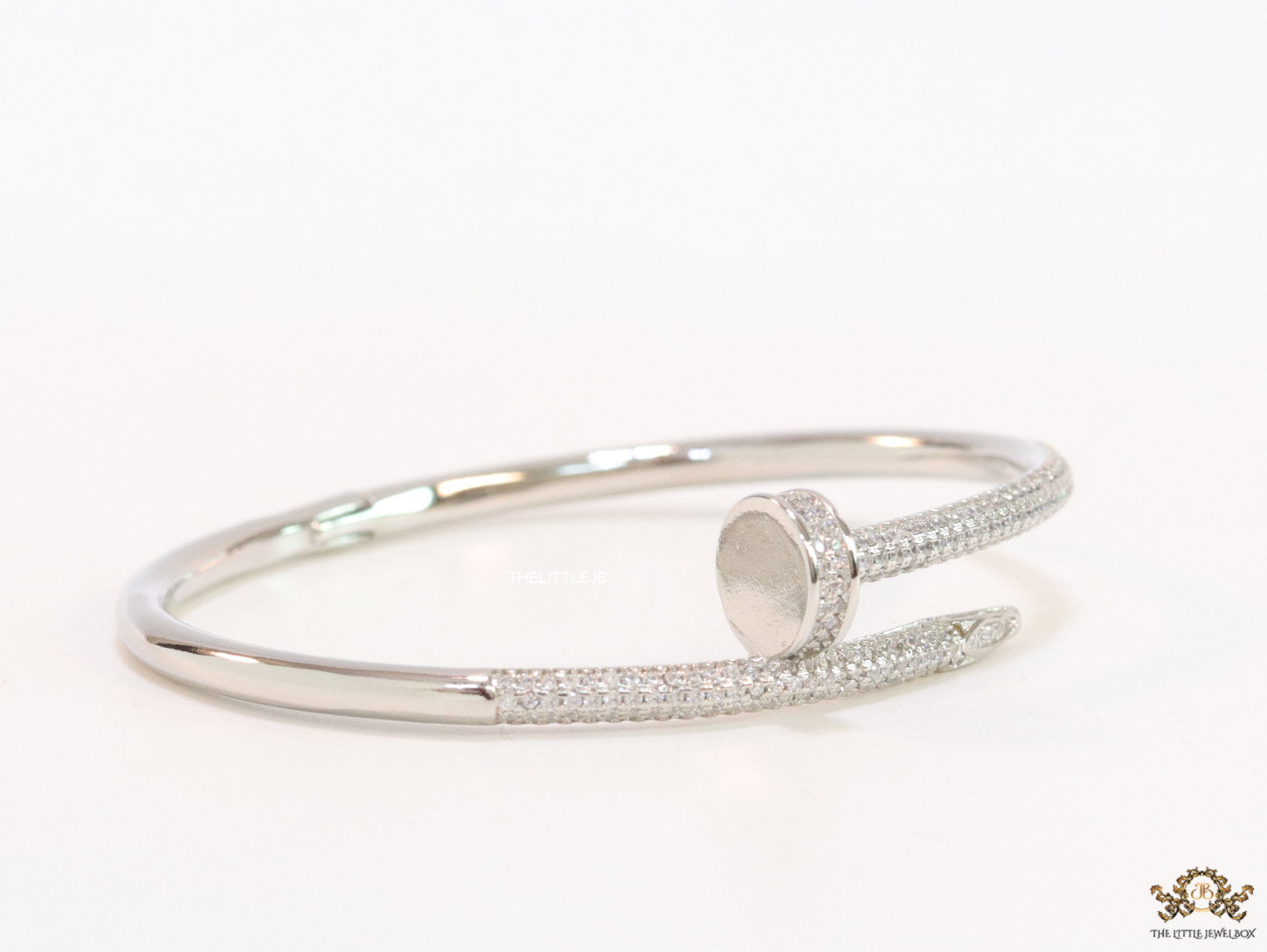 Platinum plated cz nail bracelet