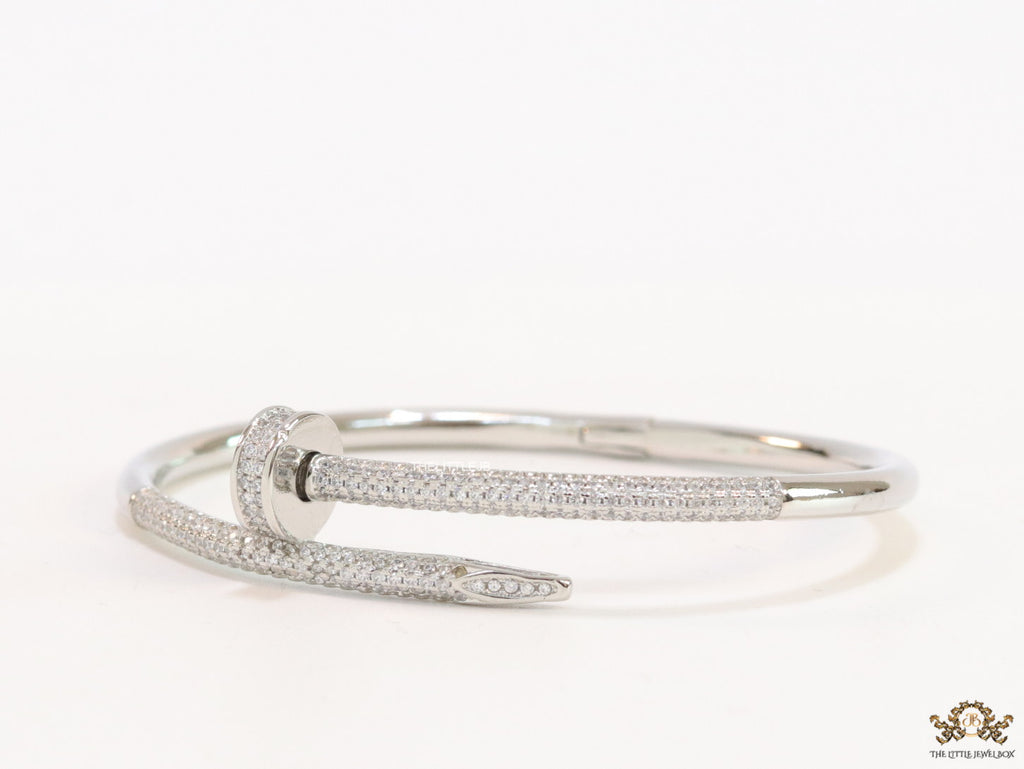 Platinum plated cz nail bracelet