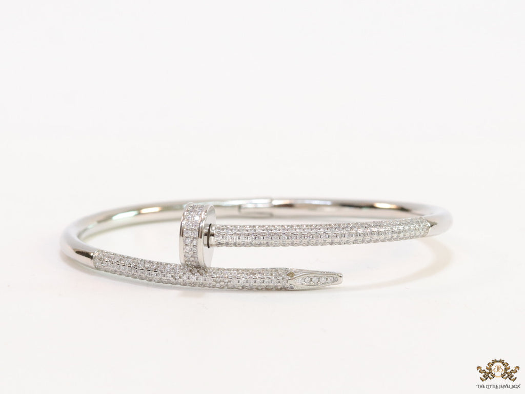 Platinum plated cz nail bracelet