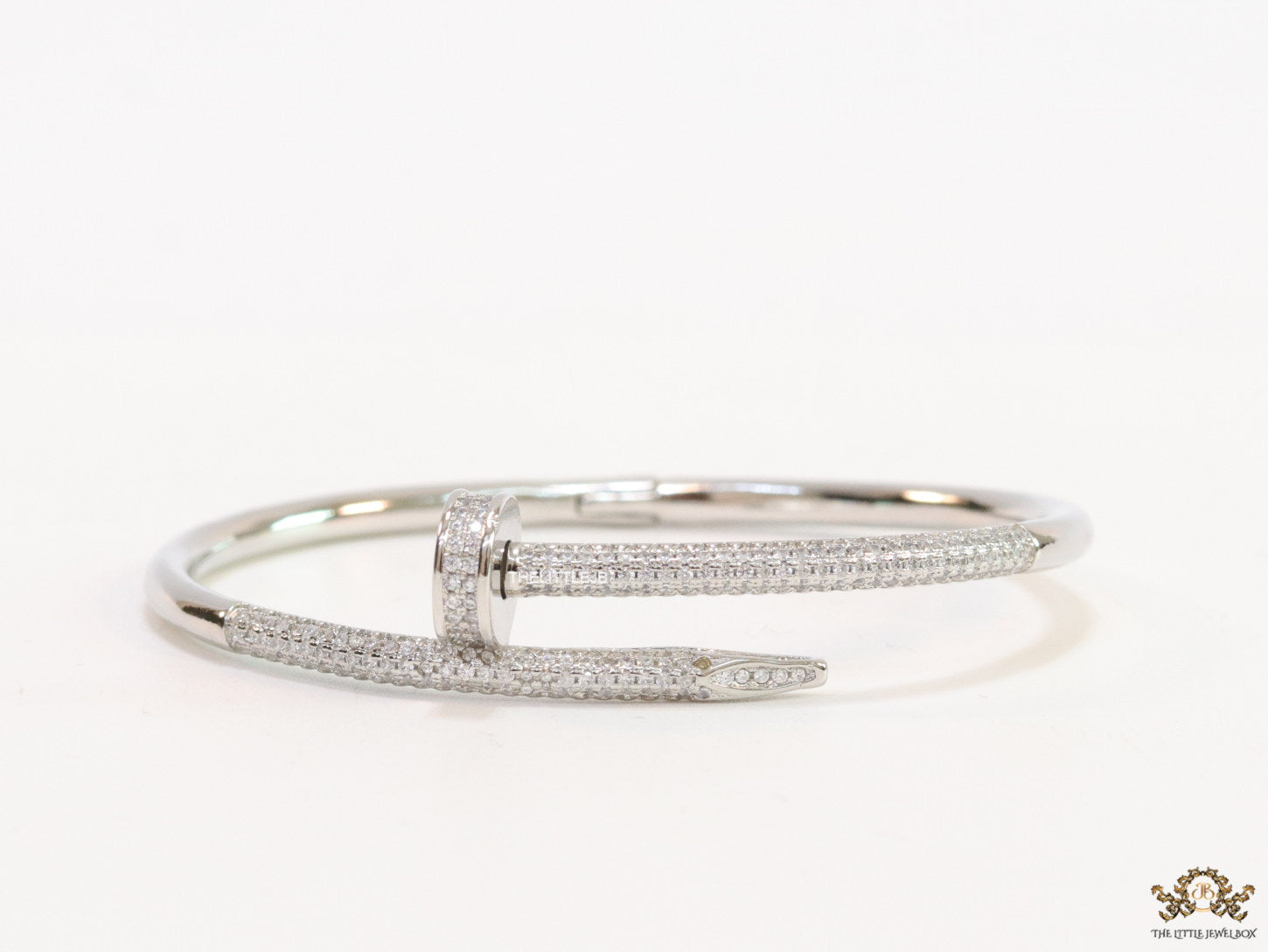 Platinum plated cz nail bracelet