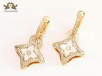 White MOP gold & cz danglers
