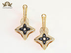 Black MOP gold & cz danglers