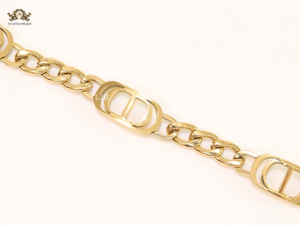 Alphabet CD link gold bracelet