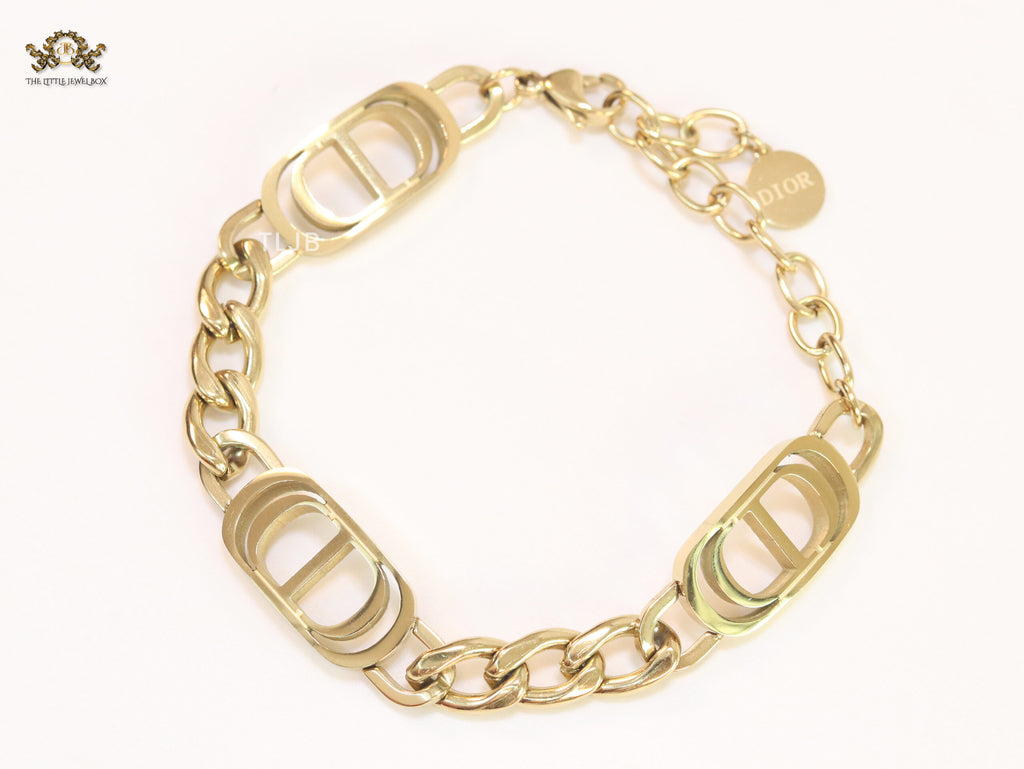 Alphabet CD link gold bracelet