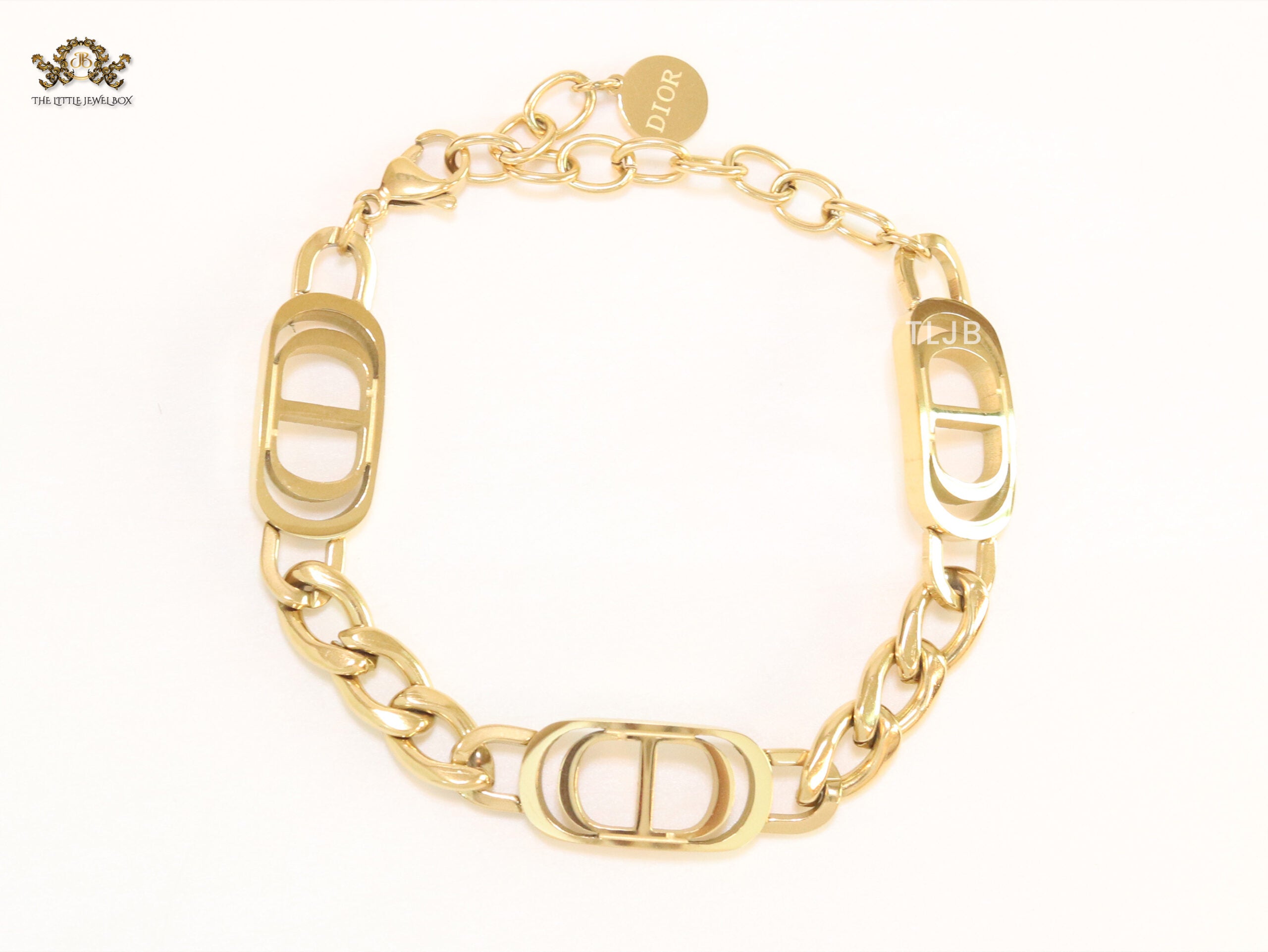 Alphabet CD link gold bracelet
