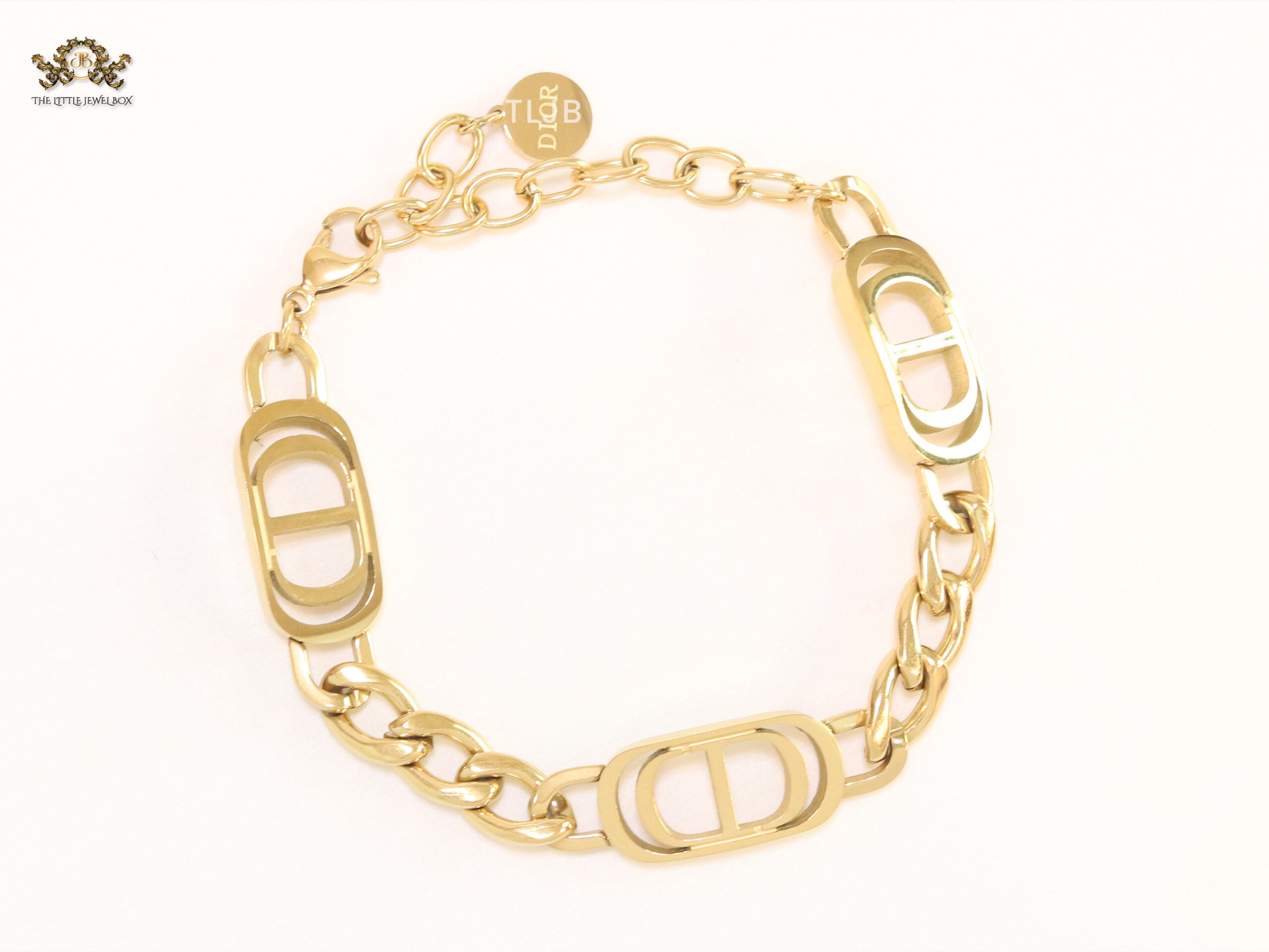 Alphabet CD link gold bracelet
