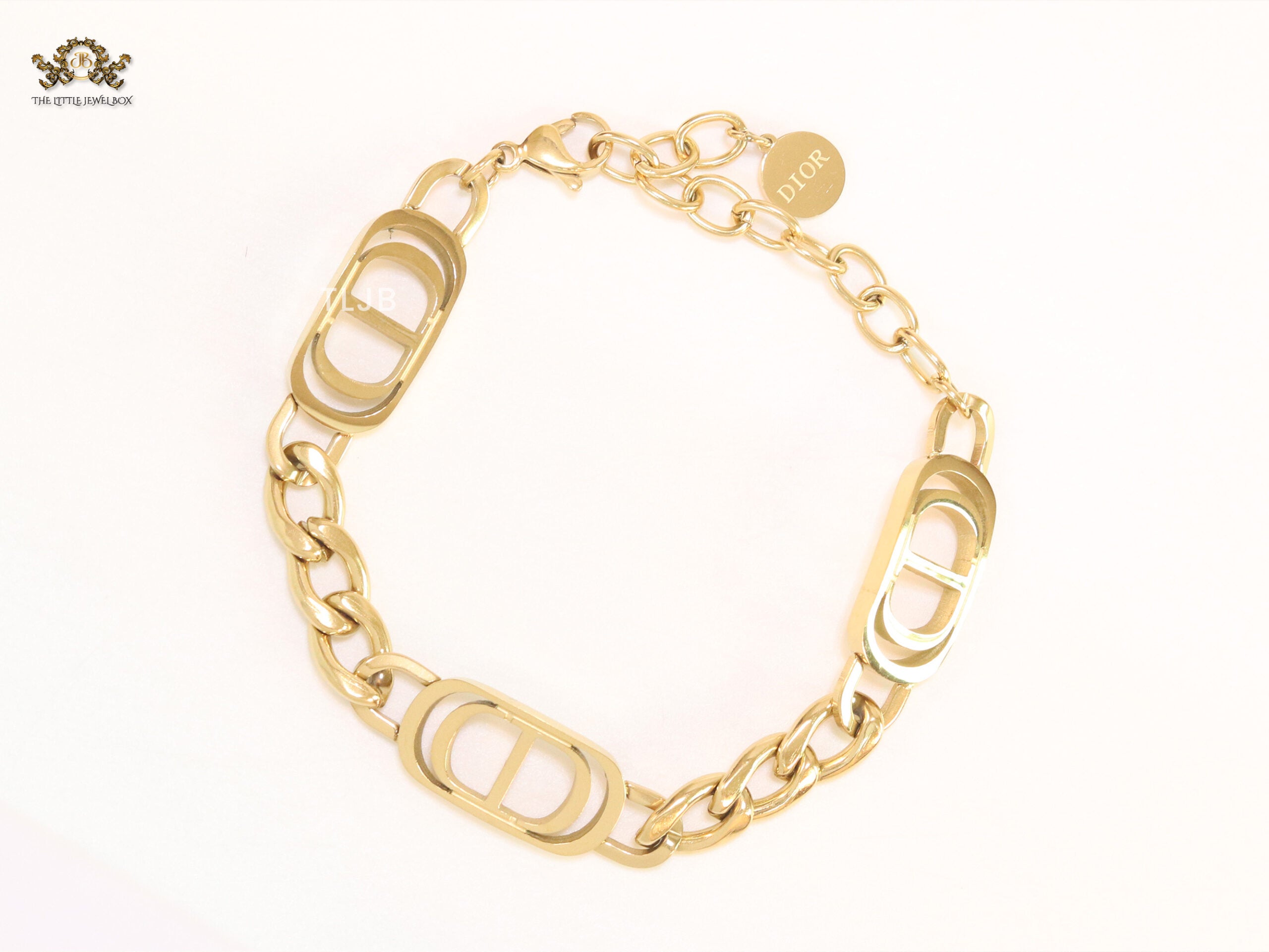 Alphabet CD link gold bracelet