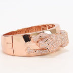 Broad band rose gold bracelet with cz panther motif