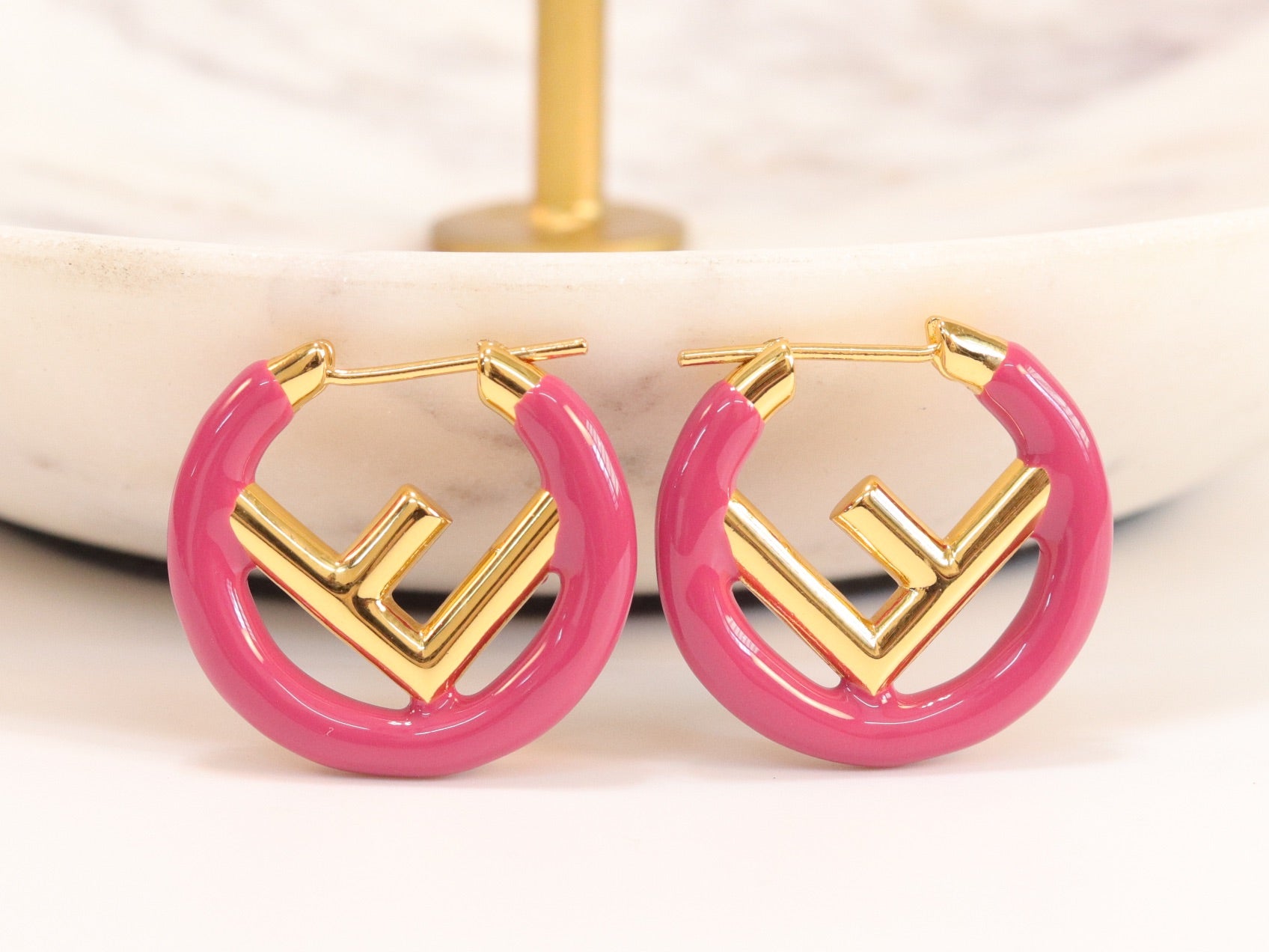 Pink Alphabet F Hoops 25mm