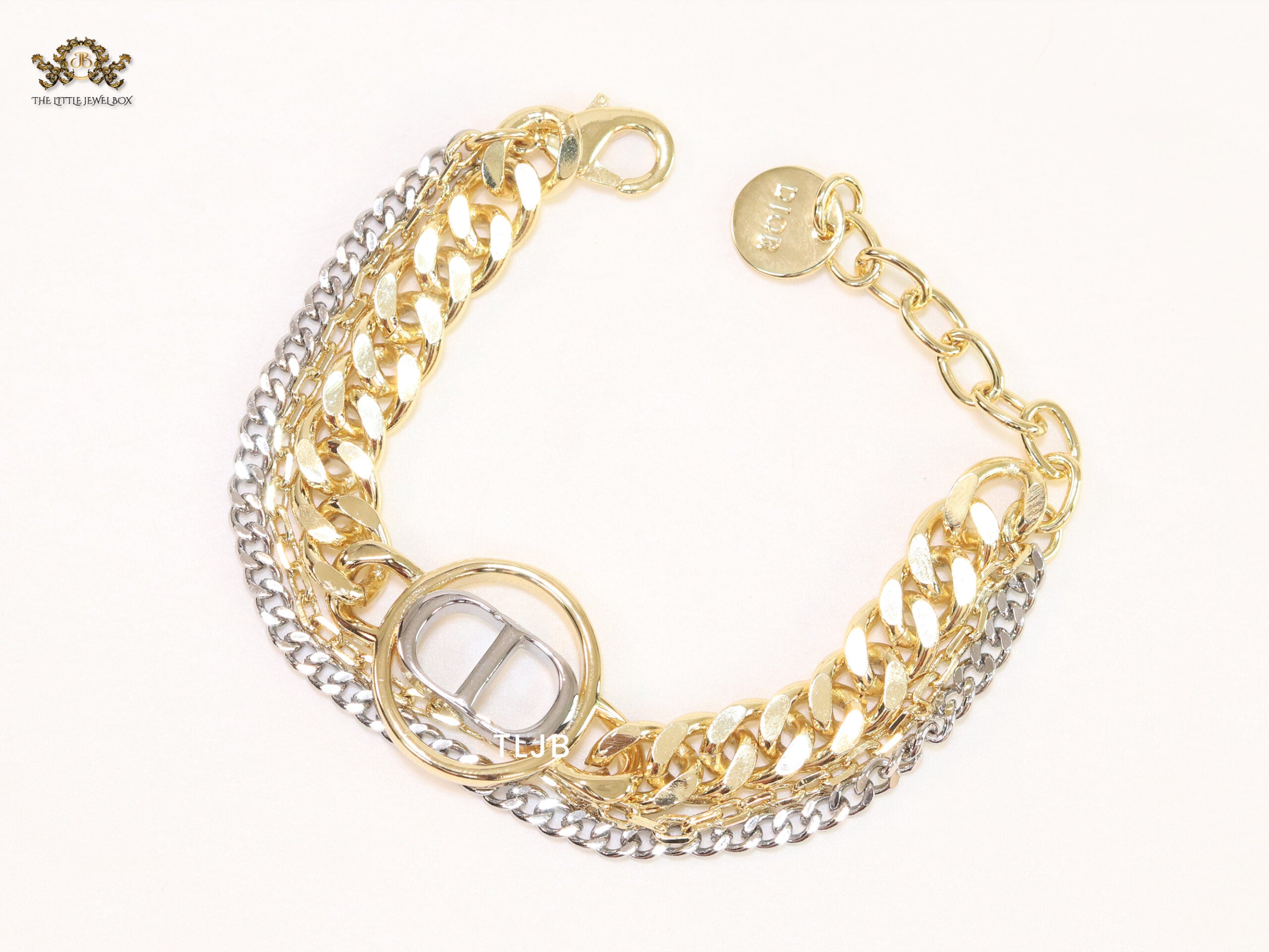 Dual Tone alphabet CD chain bracelet