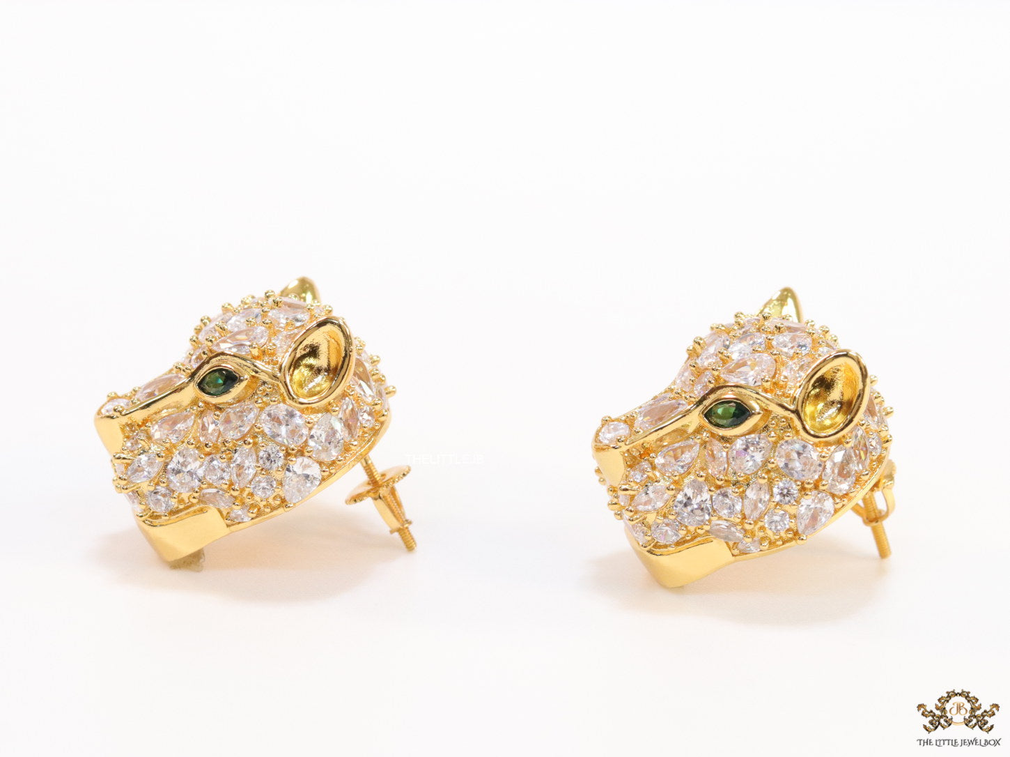 Cz Panther studs in golden finish