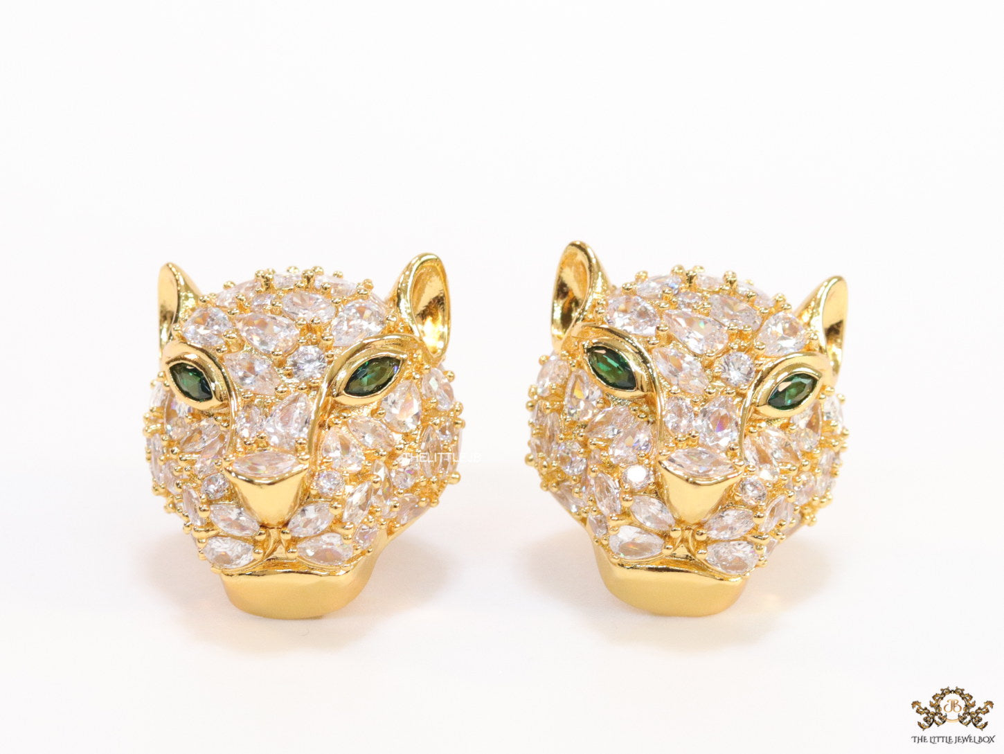 Cz Panther studs in golden finish