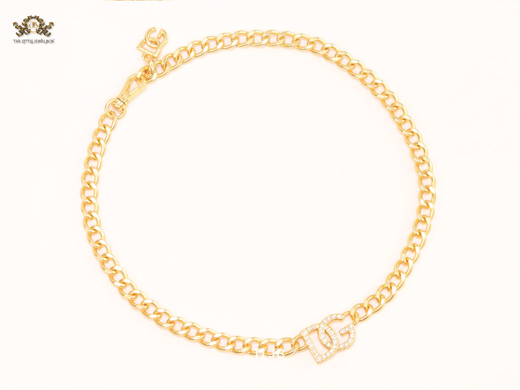 Alphabet D link chain necklace