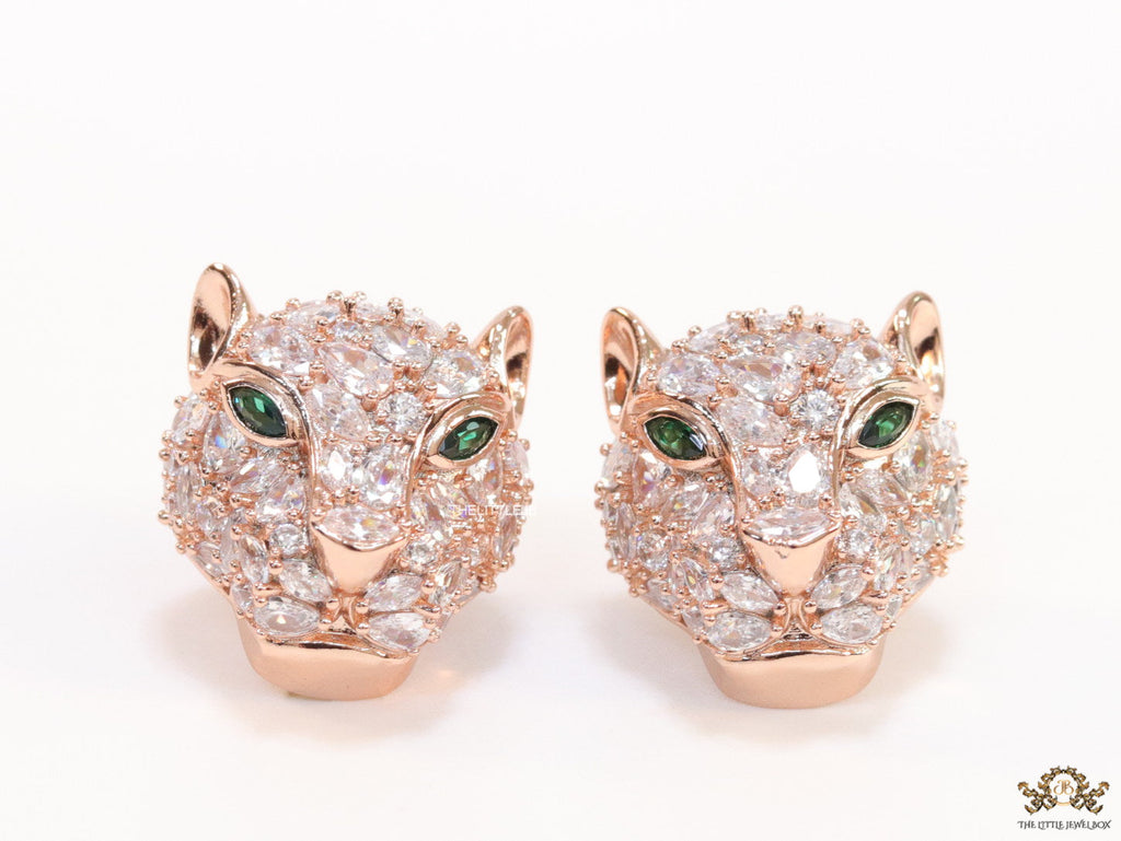Cz panther studs in rose gold finish