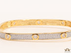Gold plated openable bracelet studded with cz