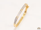 Gold plated openable bracelet studded with cz