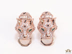 Cz panther face clip on studs in rose gold
