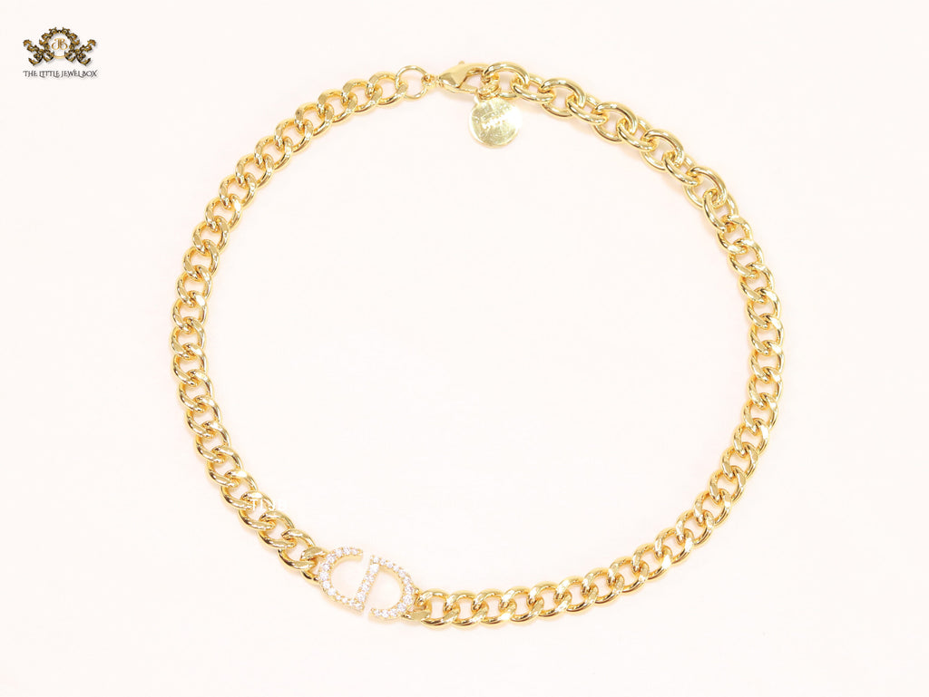 Alphabet CD cz link chain 10mm