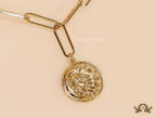 Gold plated link chain necklace with charms- snake, star fish, saturn, snail shell, Sun n Moon
