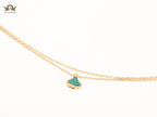 Alphabet B  sleek chain bracelet green