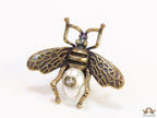 Antique gold finish alphabet bee brooch