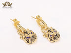 Gold & black tiger face danglers