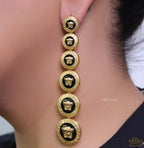 Golden and black long Medusa dangles