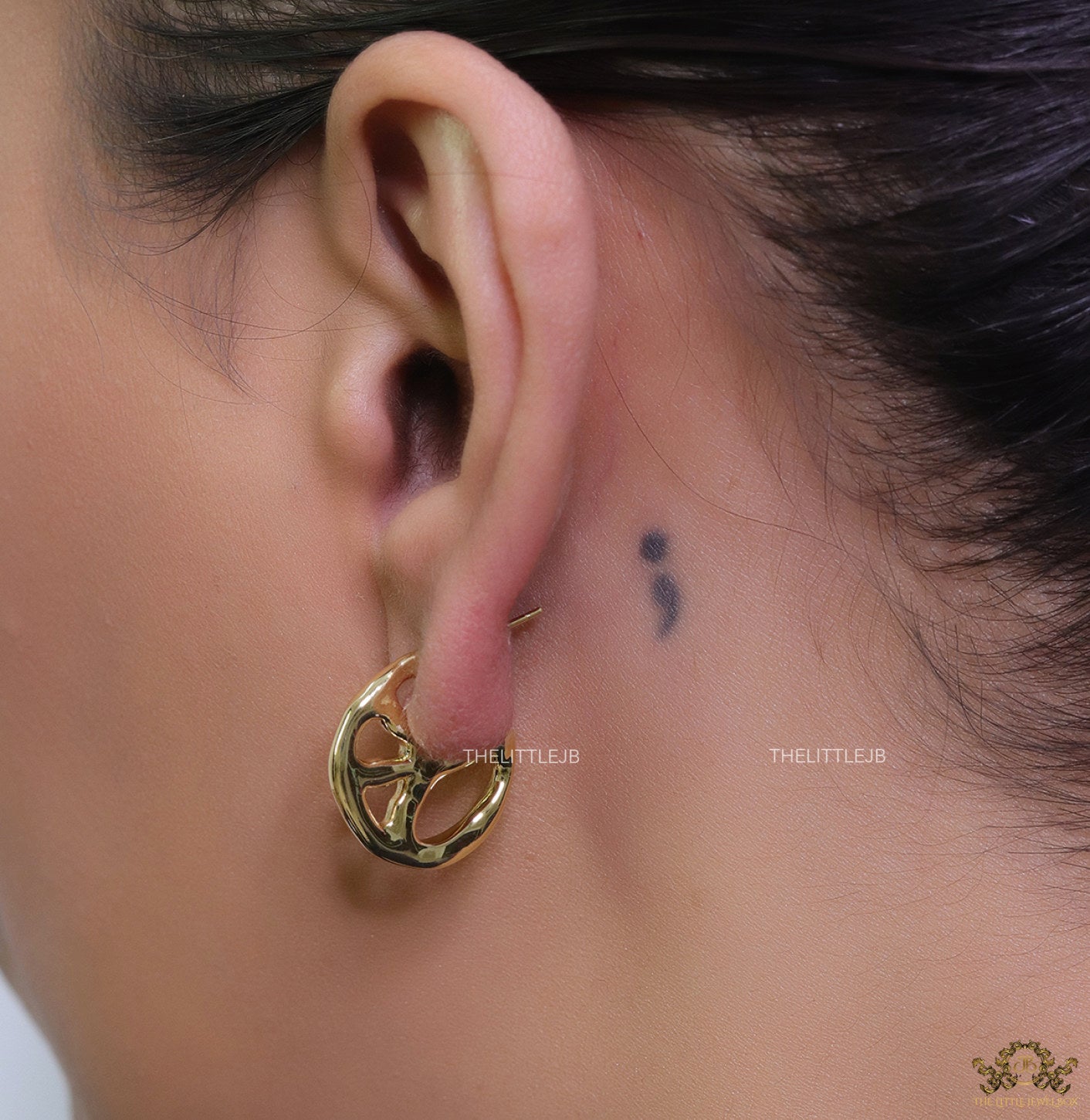 Gold plated designer open hoop earrings