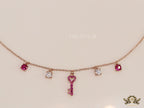 Cz key necklace in rose gold plating