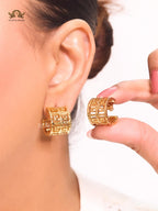 Double F gold small hoops