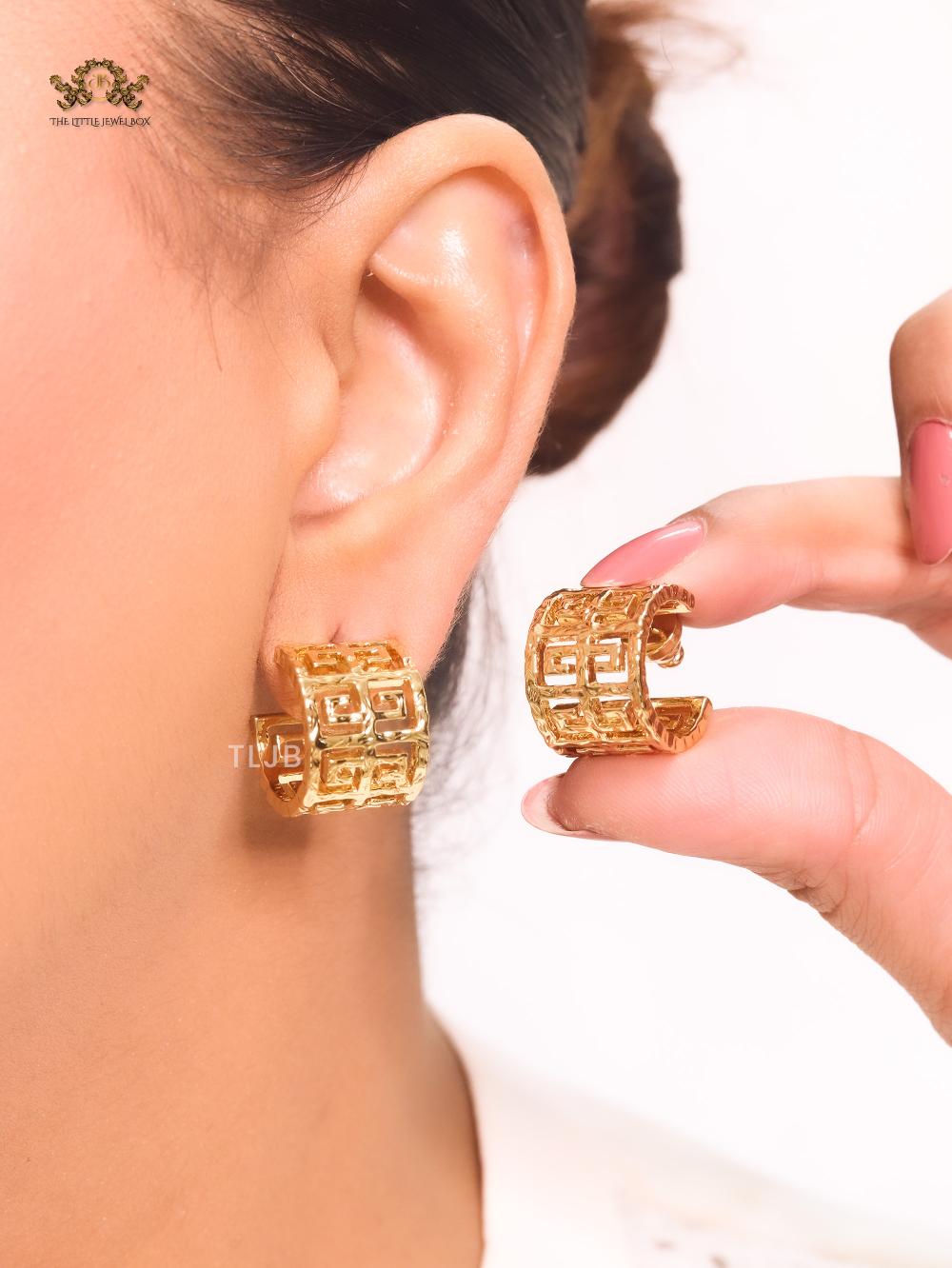Double F gold small hoops