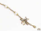 Antique gold plated honey bee chain bracelet with pearls