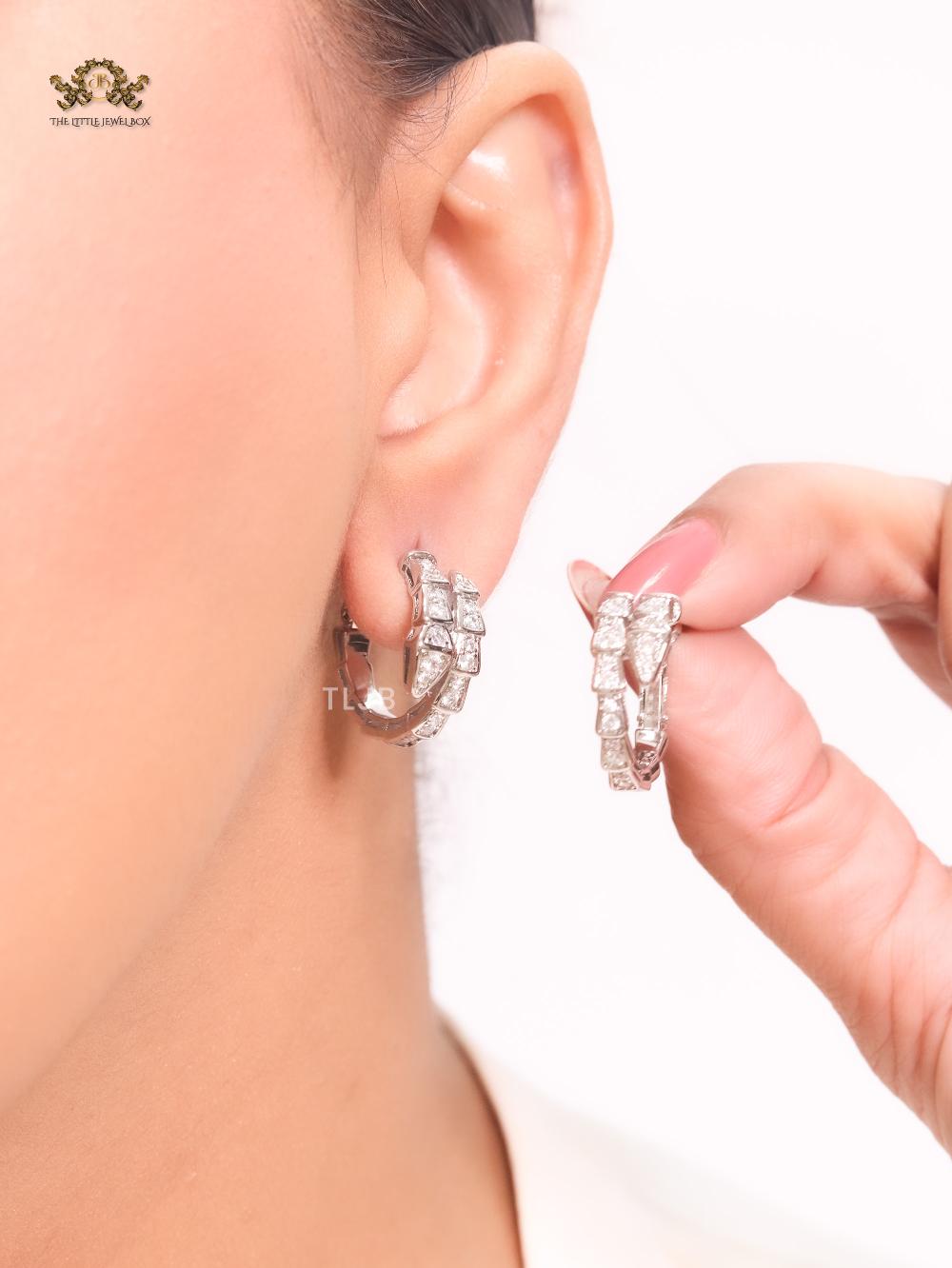 Silver plated serpentine hoops