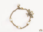 Antique gold plated honey bee chain bracelet with pearls
