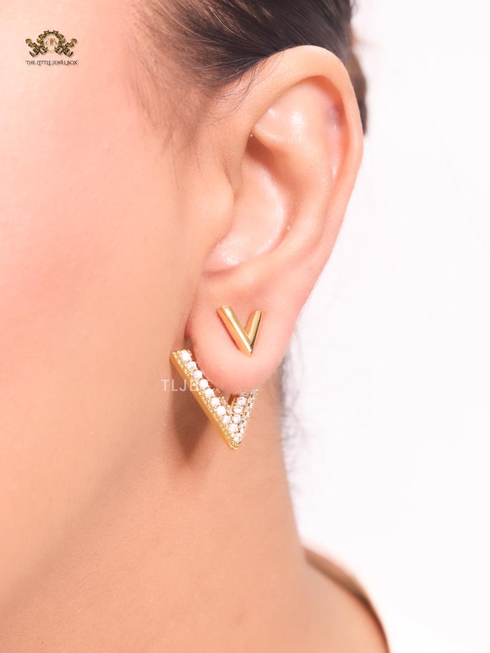 Open V Cz and gold open studs