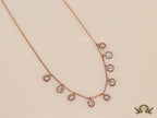Rose gold plated chain with cz drop charms